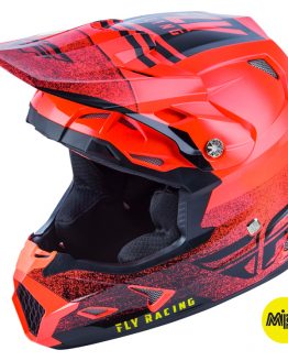 Fly Racing Toxin MIPS Embargo Helmet - Neon Red Black 2