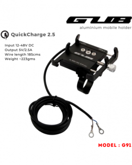 ROUTE95 GUB G91 ALUMINIUM HANDLEBAR MOBILE HOLDER WITH QUICK CHARGER 1
